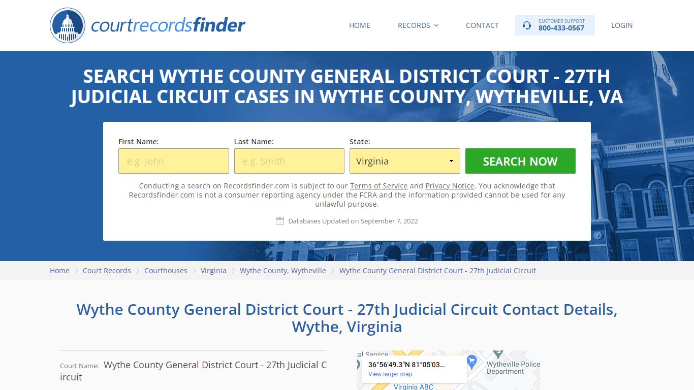 Search Wythe County General District Court - RecordsFinder