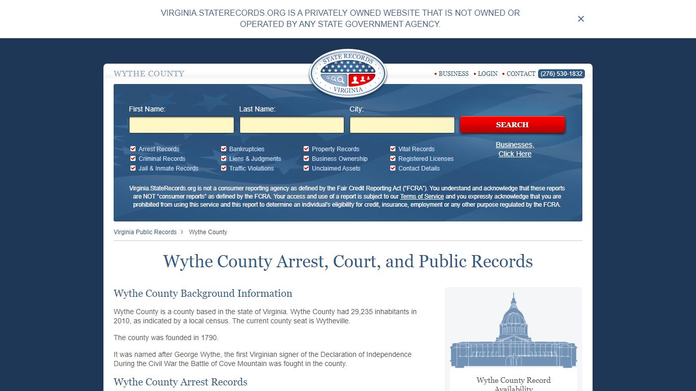 Wythe County Arrest, Court, and Public Records