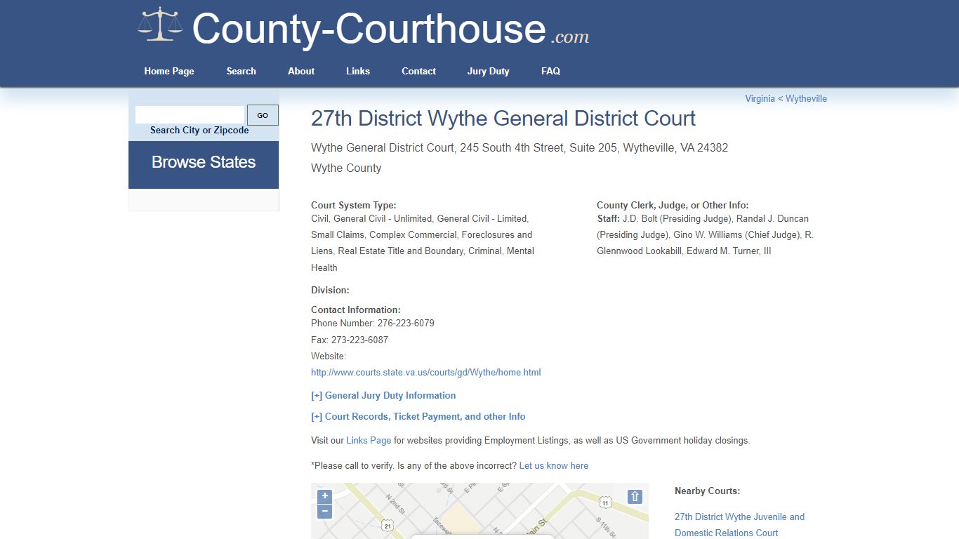 27th District Wythe General District Court - County-Courthouse.com